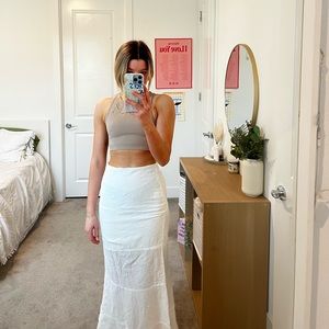 Princess Polly White Maxi Skirt W Embroidered Detail